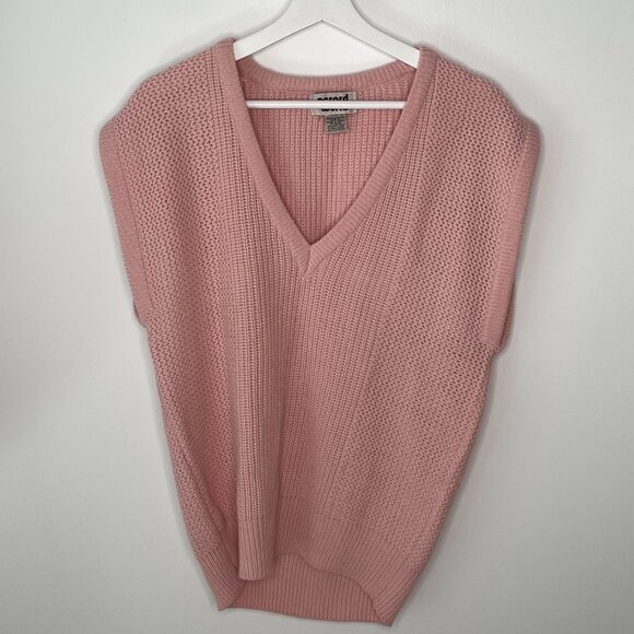 Vintage 80s Oversize Pink Knit Sleeveless Sweater M - Picture 3 of 5